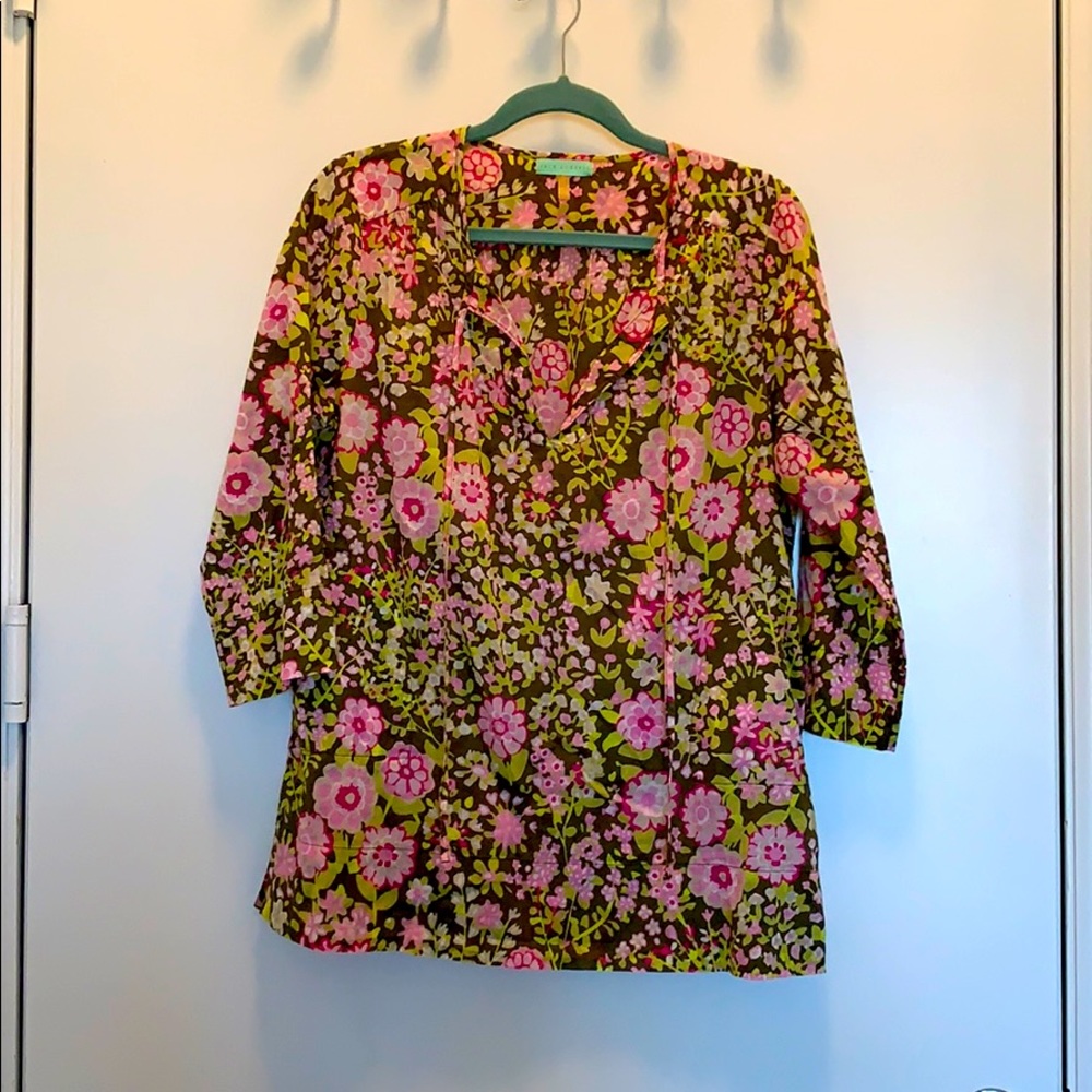 Jack Rogers Pink & Green Floral Top